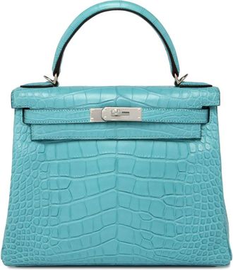 Hermès Bleu Saint-Cyr Matte Alligator Kelly 28 PHW