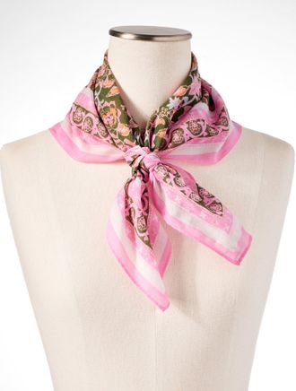Talbots Floral Vines Square Scarf - Olive Leaf - 001 Talbots