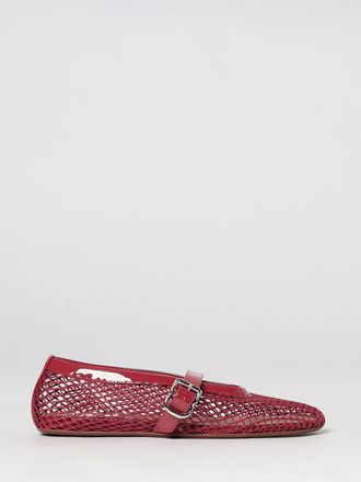 Alaia Ballerine Mary Jane in nylon a rete con finiture in pelle verniciata