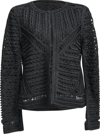 Maje Verone Crochet Jacket in Black Viscose