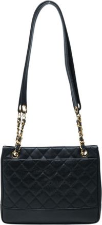 Chanel Black Grained Calfskin Shoulder Bag Tote Bag (Pre-Owned)