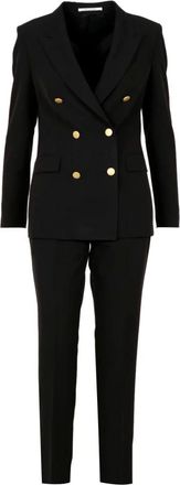 Tagliatore Jumpsuits & Playsuits, Dames, Zwart, S, Leer, Parigi Double-Breasted Jas