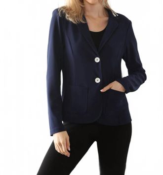 Joseph Ribkoff Striped Collar Silky Knit Blazer In Indigo