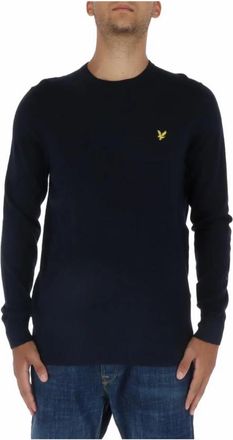 Lyle & Scott Trui met ronde hals - Heren - Ronde hals truien - Blauw - S - Katoen - Truien & Vesten