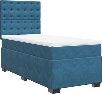 vidaXL Vidaxl - Cama Box Spring Con Colch&oacute;n Terciopelo Azul 90x200 Cm
