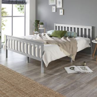 Aspire Home Accents Atlantic Bed Frame with Bonnell Mattress, Grey Colour | Size: Single