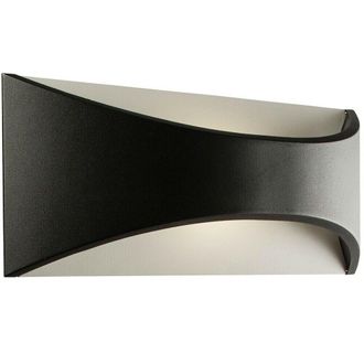Loops IP65 Outdoor Modern Curved Wall Light Black Texture Aluminium 12W Warm White LED