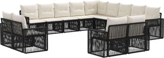 vidaXL Conjunto De Sof&aacute;s De Jard&iacute;n 13 Uds. Negro Y Blanco Crema Vidaxl