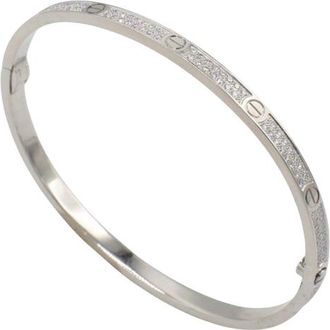 Cartier Full Diamond Set 2 Row Love Bangle Size 16