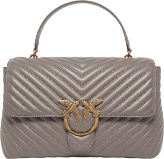 Pinko shoulder bag Love Lady Puff Big CL Sheep Nappa Chevron Asphalt Grey - Antique Gold taupe