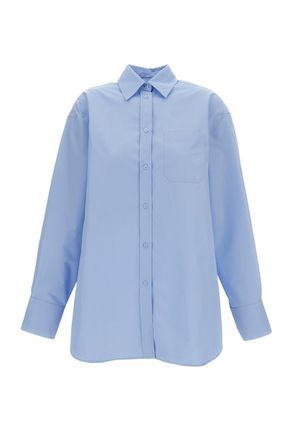 Sportmax Light Blue Nespola Cotton Shirt Dress