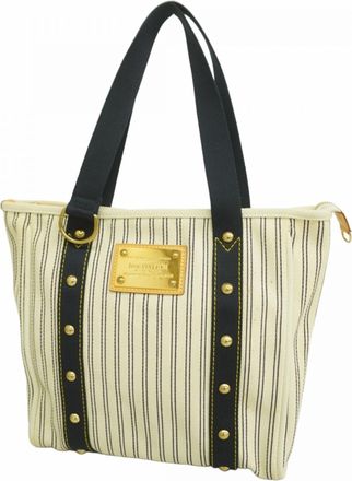 Louis Vuitton Ivory Navy Tote Bag (Pre-Owned)