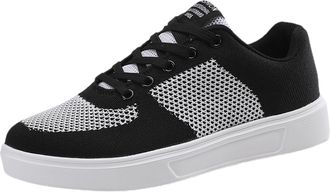 Generic Men Casual Mesh Slip On Walking Shoes Lightweight Breathable Comfortable Flat Sole Lace Up Round Toe Design Outdoor Daily Wear Footwear for (White, 6.