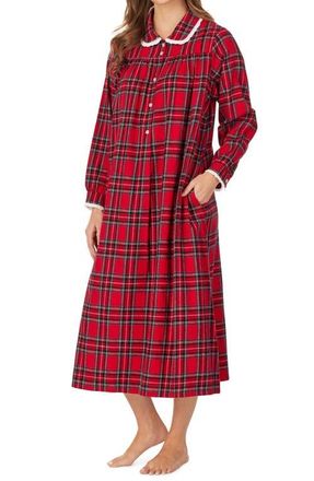 Lanz of Salzburg Ballet Cotton Flannel Nightgown in Redplaid at Nordstrom, Size X-Small