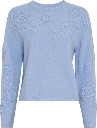 Moss Copenhagen Miabelle Hope Pullover EMB - Dames - Truien - Blauw - Maat: M/L Wol