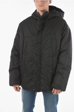 Off-white Tech Fabric Padded Parka With Hood And Side Zips size M
