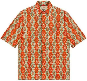 Gucci Cotton Linen G Paisley Shirt Orange 653979-ZAGQ1-7192