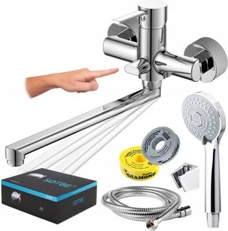 OEM Grifos De Ba&ntilde;era De Pared Con Ca&ntilde;o Abatible, Juego De Ducha, Grifo Largo