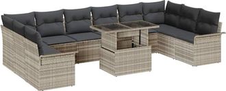 vidaXL Vidaxl - Conjunto De Sof&aacute; De Jard&iacute;n 11 Pcs Gris Claro 100 X 55 X 73 Cm