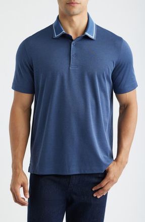 Johnston & Murphy Tipped Contrast Collar Polo in Navy at Nordstrom, Size Xxx-Large