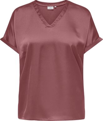Only Carmakoma Shirtbluse ONLY CARMAKOMA CARBRYNJA LIFE S/S IN-ONE TOP WVN, Damen, Gr. 42, rose braun, Web, Obermaterial: 95% Polyester, 5% Elasthan, unifarben, regu