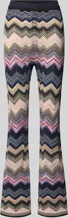 Oui Flared Hose aus Viskose-Mix im Allover-Look in Taupe, Gr&ouml;&szlig;e 34