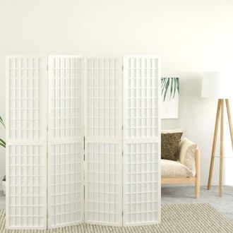 vidaXL Vidaxl - Biombo Plegable Con 4 Paneles Estilo Japon&eacute;s Blanco 160x170 Cm