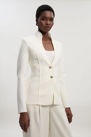 Karen Millen Womens Figure Form Bandage Knit Jacket - White - Size X-Small