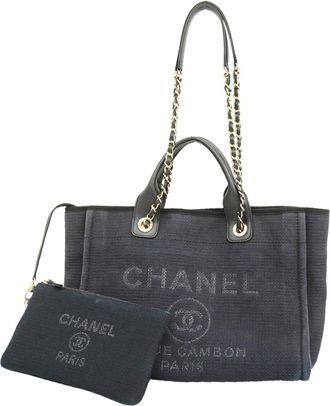 Chanel Black Canvas Tote Bag (Pre-Owned)
