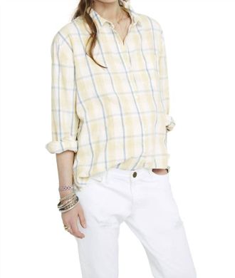 Hatch Cotton Boyfriend Shirt In Sunflower Plaid