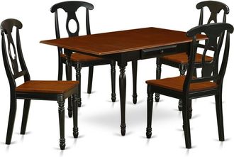 East West Furniture Dining Room Set Black & Cherry, MZKE5-BCH-W