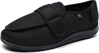 Generic Large Size Diabetic Shoes for Women Men Adjustable Extra Wide Barefoot Walking Shoes Wide Width Orthopedic Sneakers,Black,13.5 UK