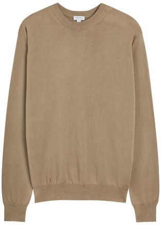 Sunspel Cotton Jumper - Light Brown - XL