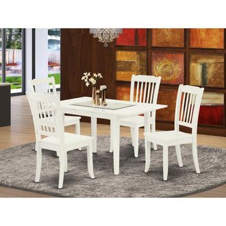 East West Furniture Dining Table- Dining Chairs, NODA5-LWH-W