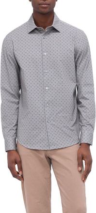 Bugatchi James OoohCotton Geo Print Button-Up Shirt in Khaki at Nordstrom, Size Xxx-Large