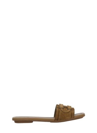 Hogan Brown H685 Suede Mask Sandals