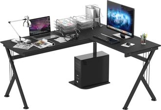 HOMCOM Mesa de ordenador 155x130x76 cm negro