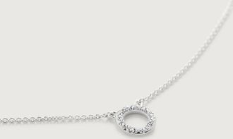 Monica Vinader Sterling Silver Riva Mini Circle Necklace Adjustable 46cm/18 Diamond