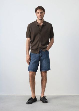 Mango Bermuda denim dritti blu scuro - Uomo - 46 - MANGO MAN