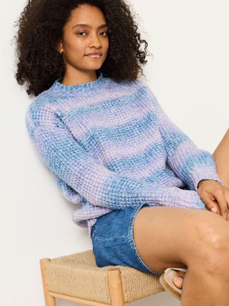Fat Face FatFace Lilac Purple Carolina Knitted Ombre Textured Crew Neck Jumper