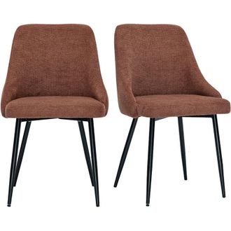 Miliboo Sedie in tessuto ciniglia terra bruciata e metallo nero (set di 2) HASTA