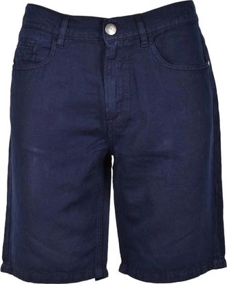 Dirk Bikkembergs Blue Cotton-Linen Bermuda Shorts