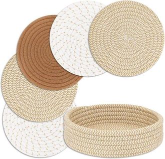 OEM Posavasos Resistentes Al Calor Para Proteger Encimeras, Art&iacute;culos Del Hogar Y Decoraci&oacute;n De Estilo R&uacute;stico (marr&oacute;n Surtido, 5 Unidades)
