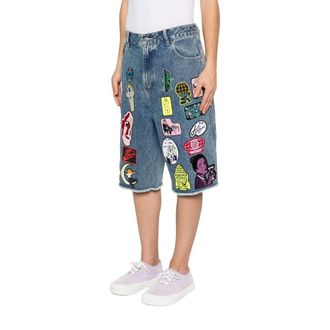 KidSuper Studios Denim Shorts, male, Blue, Size: XS Patches Denim Long Short