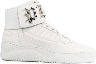 Philipp Plein logo high-top sneakers - unisex - Leather - 40 - White