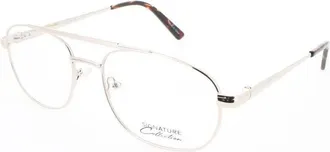 Signature Mens Gold Tone Rectangular Eyeglass Frames 1111Gold56