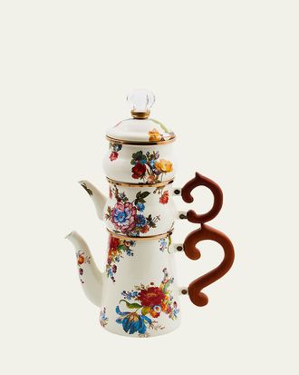 MacKenzie-Childs White Flower Market Stackable Coffee Set