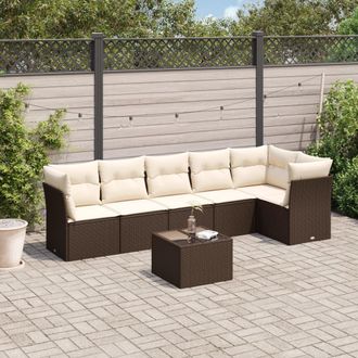 vidaXL Vidaxl - Set Divani Da Giardino 7 Pz Con Cuscini Marrone In Polyrattan