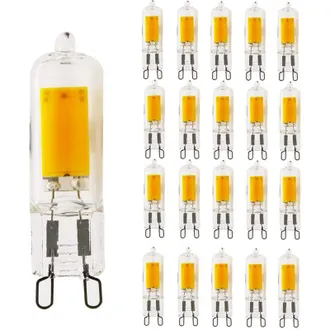 OEM Confezione Da 20 Lampadine Led G9 Da 5w, Bianco Caldo 3000k. Sostituiscono Le Lampadine Alogene Da 40w. Efficienza Energetica, 400 Lm. Angolo Del Fasc