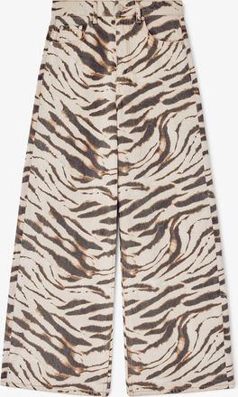 Ganni White Lari Wide Jeans in Zebra Denim - Size 24W/33L Organic Cotton